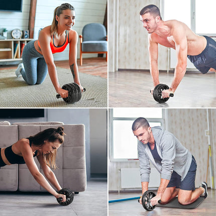 Ruota addominali ABS fitness sport palestra esercizio fisico per allenare l'addome flessioni tappetino supporto ginocchia - enzoled