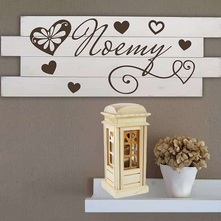 Salvadanaio a forma di cabina telefonica in legno per decoupage con tappo in gomma salva risparmi monete idea regalo - enzoled