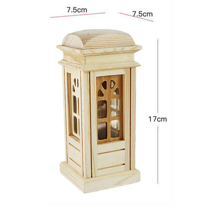 Salvadanaio a forma di cabina telefonica in legno per decoupage con tappo in gomma salva risparmi monete idea regalo - enzoled
