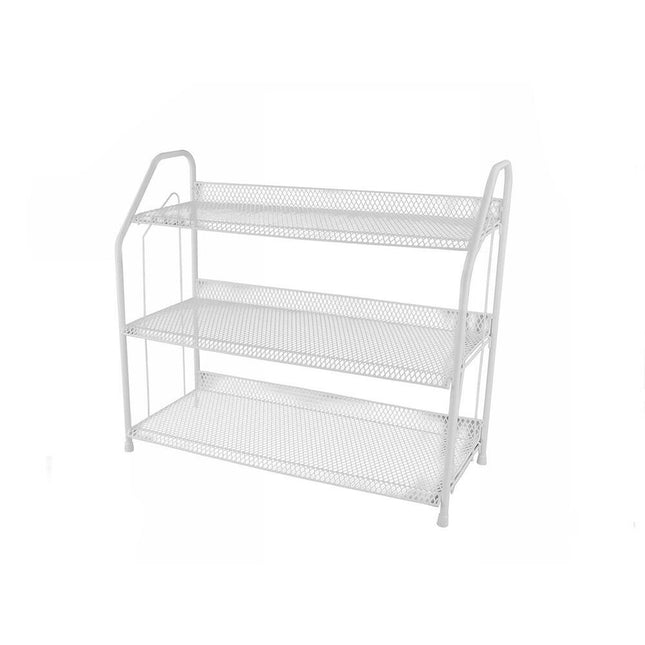 Scaffale multiuso in matallo 3 ripiani scarpiera porta oggetti mobiletto bianco da bagno cucina mensola salvaspazio organaizer - enzoled