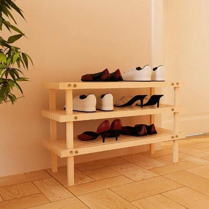 Scaffale scarpiera 3 ripiani salvaspazio impilabile in legno organizer - enzoled