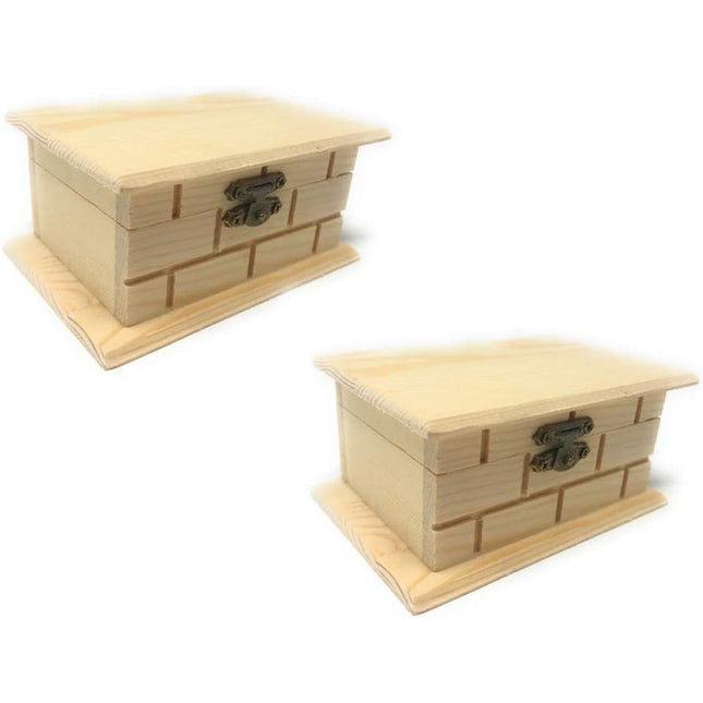 Scatola in legno per decoupage 2 pezzi intarsiate effetto mattone cofanetto portagioie gioielli - enzoled