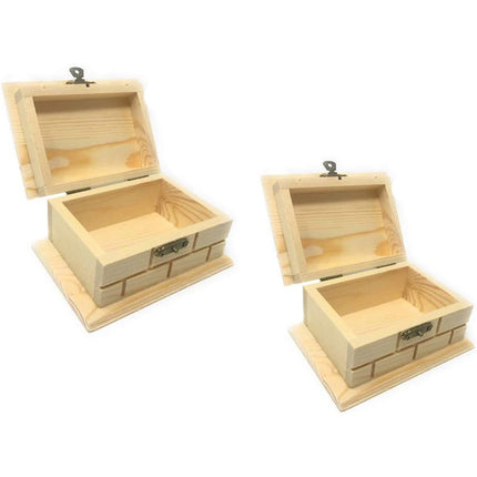 Scatola in legno per decoupage 2 pezzi intarsiate effetto mattone cofanetto portagioie gioielli - enzoled