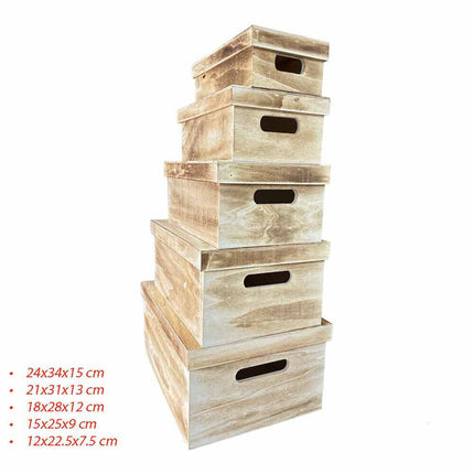 Scatole in legno con coperchio personalizzabile set 5 pezzi decoro per decoupage portagioie matrioska scatola cofanetto porta oggetti - enzoled