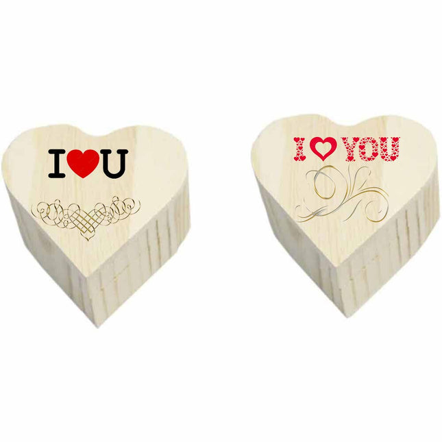 Scatole in Legno per decoupage a Forma di Cuore 2 pezzi Scatola portagioie Gioielli confanetto da Decorare - enzoled