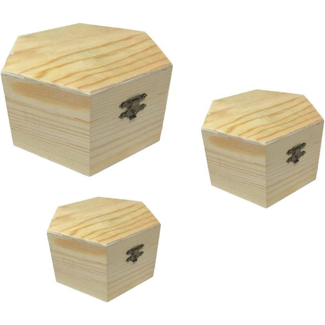Set 3 scatole esagonali portagioie matrioska scatola portagioielli per decoupage cofanetto contenitore per gioielli - enzoled