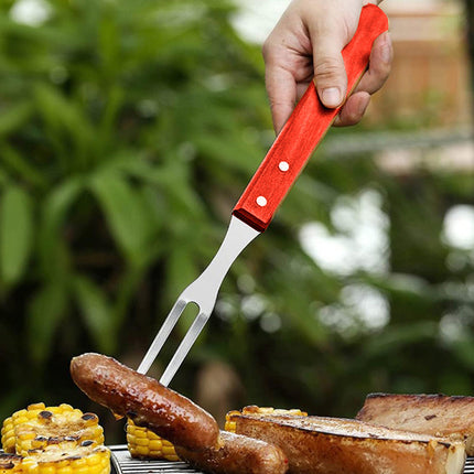 Utensili per barbecue coltello e forchettone in acciaio con manico in legno per baciata grill attrezzi da cucina - enzoled