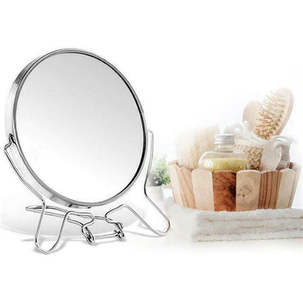 Specchio cosmetico da trucco con zoom regolabile specchietto di ingrandimento portatile per barba girevole da tavolo ø 10 cm - enzoled