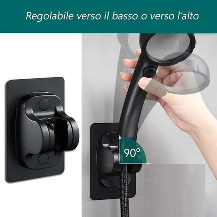 Supporto per doccia universale adesivo regolabile gancio staffa porta doccia nero impermeabile - enzoled