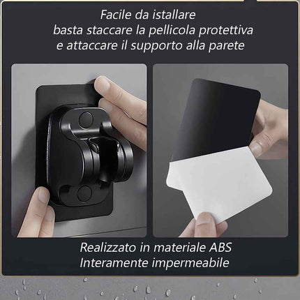 Supporto per doccia universale adesivo regolabile gancio staffa porta doccia nero impermeabile - enzoled