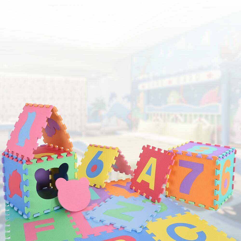 Tappeto puzzle bambini morbido da comporre 10 pezzi in schiuma antiurto lavabile superficie di gioco - enzoled