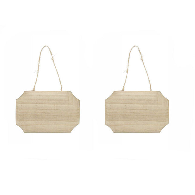 Targhetta in Legno 2 Pezzi con Corda in Canapa da Appendere Targa Personalizzabile da decoupage Pittura appendino per Porta rettangolo 10x15x1 cm - enzoled