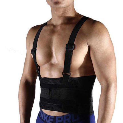 Tutore per schiena con bretelle regolabile fascia elastica con chiusura strappo cintura di sostegno lombare - enzoled