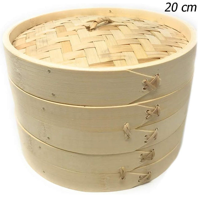 Vaporiera in legno per cottura al vapore 2 cestelli contenitore cesto 2 ripiani con coperchio - enzoled