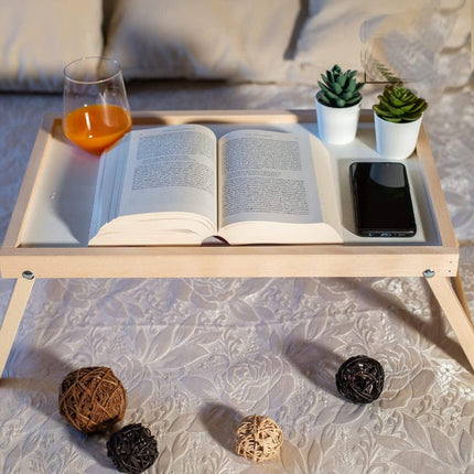 Vassoio per colazione a letto divano tavolino con gambe richiudibili in legno per decoupage supporto per pc notebook - enzoled
