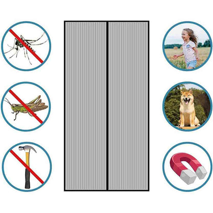 Zanzariera magnetica nera per porte finestre tenda chiusura con calamita antizanzare insetti mosche universale varie misure - enzoled