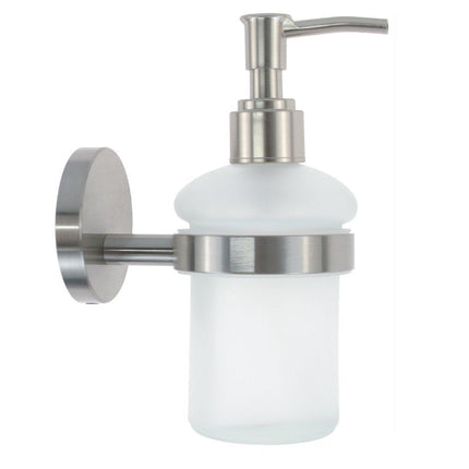 Dispenser sapone acciaio satinato e vetro satinato modello Aria
