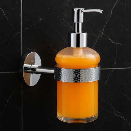 Dispenser sapone acciaio satinato e vetro satinato modello Stella