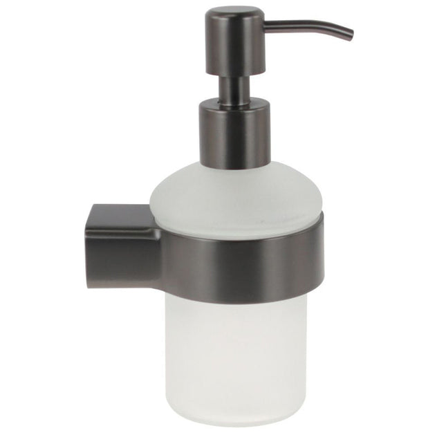 Dispenser sapone stilizzato acciaio e vetro satinato modello Cromia