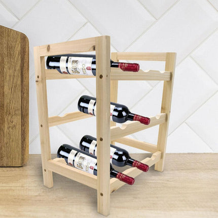 Cantinetta portabottiglie in legno 9 posti cantina per bottiglie di vino portabottiglia da terra 3 ripiani - enzoled