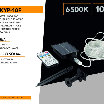 Filo led 10 metri 100 micro led stringa a pannello solare con picchetto catena di luce per decorazioni natalizie giardino luce fredda calda e rgb enzoled