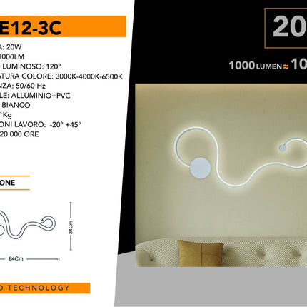 APPLIQUE DA MURO/3000K-6500K/20W - enzoled