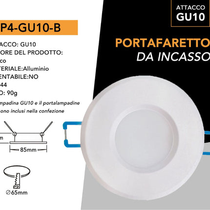 Supporto Lampada GU10 Impermeabile Bianco in Alluminio per Esterni enzoled