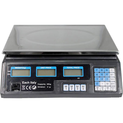 Bilancia digitale elettronica peso max 40 kg 6 display retroilluminati divisione 2 gr peso minimo 200 gr - enzoled