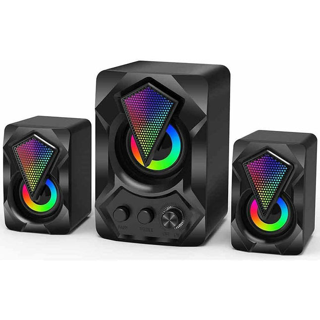 Casse altoparlanti audio speaker con luci rgb subwoofer 5 + 3 watt per pc notebook smartphone usb 2.0 aux jack 3.5 mm - enzoled