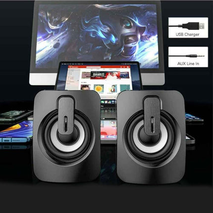 Coppia casse audio speaker con luci rgb 6 watt per pc notebook smartphone usb 2.0 aux jack 3.5 mm - enzoled