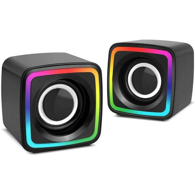 Coppia Casse audio Speaker con luci RGB per pc notebook smartphone usb 2.0 aux jack 3.5 mm - enzoled