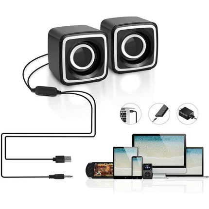 Coppia Casse audio Speaker con luci RGB per pc notebook smartphone usb 2.0 aux jack 3.5 mm - enzoled