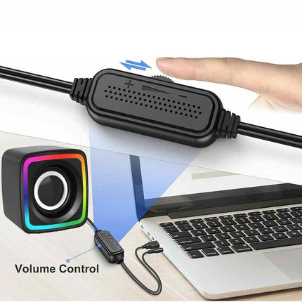 Coppia Casse audio Speaker con luci RGB per pc notebook smartphone usb 2.0 aux jack 3.5 mm - enzoled