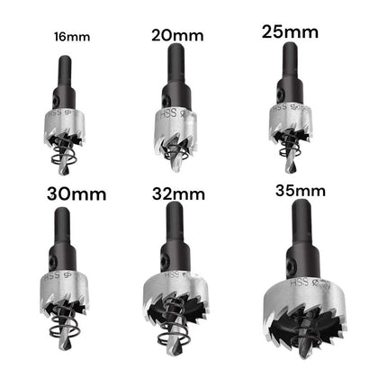 Set di 6 frese HSS per ferro in acciaio per trapano fresa per forature metallo varie dimensioni 2 chiavini esagonali - enzoled