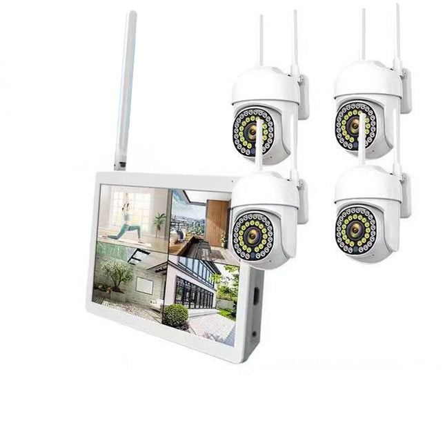 Kit videosorveglianza wireless con 4 telecamere dome motorizzate da esterno monitor 10” NVr FULL HD - enzoled