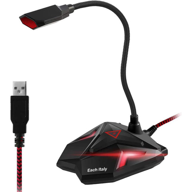 Microfono da tavolo per play station console computer USB con LED ingresso JACK per cuffie - enzoled