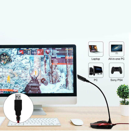 Microfono da tavolo per play station console computer USB con LED ingresso JACK per cuffie - enzoled