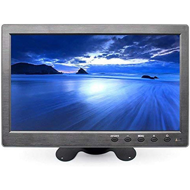 Monitor 10'' pollici LCD HD portatile HDMI VGA USB BNC per videosorveglianza telecamera auto 2 canali video 720p con telecomando casse incorporate - enzoled
