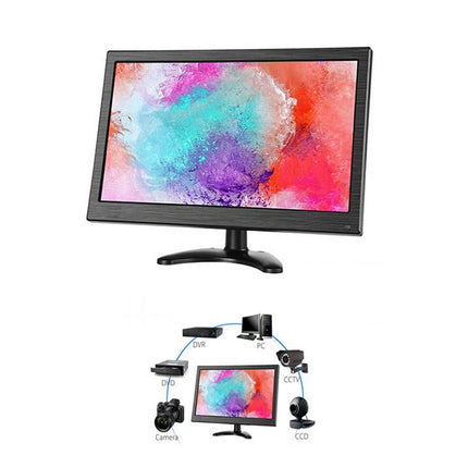 Monitor 13.3'' pollici LCD HD portatile HDMI VGA USB BNC per videosorveglianza telecamera auto 720p con telecomando casse incorporate - enzoled