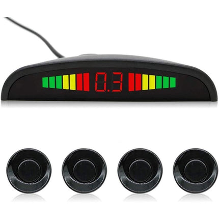 4 sensori di parcheggio per retromarcia con display a led e segnale avvisatore acustico nero - enzoled
