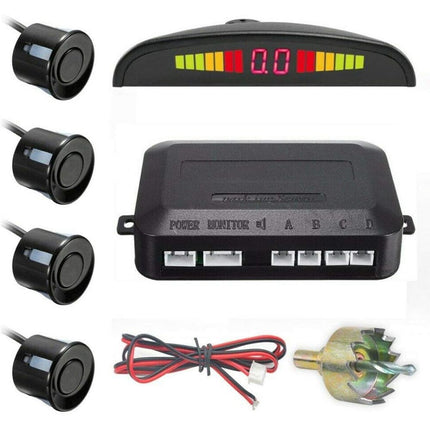 4 sensori di parcheggio per retromarcia con display a led e segnale avvisatore acustico nero - enzoled