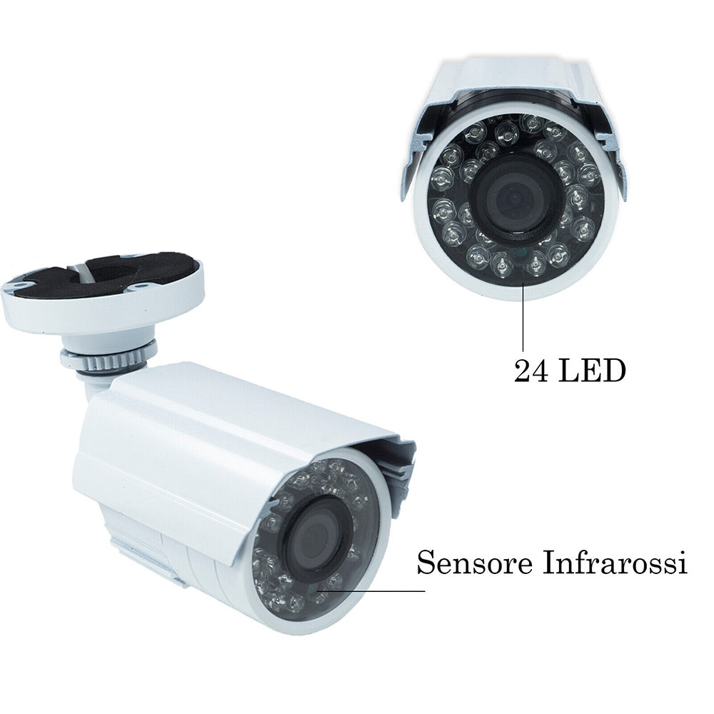 Telecamera ccd a colori 420 tvl linee 24 led infrarossi lente 2,8 mm con staffa videocamera sorveglianza per interno ed esterno - enzoled
