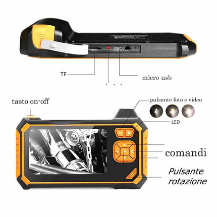 Telecamera endoscopica con sonda monitor 4,3” full hd 1080p 2 mpx 5 metri foto e video impermeabile IP67 - enzoled