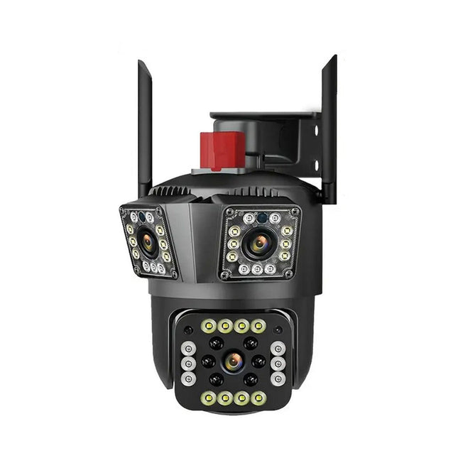 Telecamera per videosorveglianza di sicurezza wi fi 3 obbiettivi 4k smart camera ptz con sensore di movimento allarme audio e video IP66 - enzoled