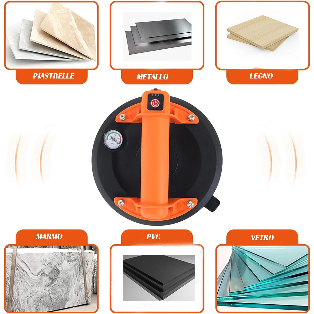 Ventosa elettrica ricaricabile strumento per la movimentazione pesante sollevatore peso max 220 Kg ventose 200 mm - enzoled