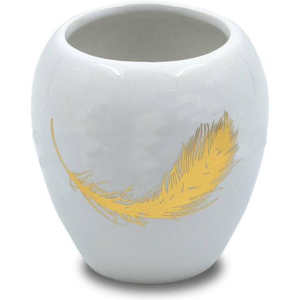 Accessori bagno dispenser sapone piattino porta sapone Bicchiere portaspazzolino scopino con piume oro - enzoled