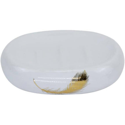 Accessori bagno dispenser sapone piattino porta sapone Bicchiere portaspazzolino scopino con piume oro - enzoled