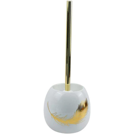 Accessori bagno dispenser sapone piattino porta sapone Bicchiere portaspazzolino scopino con piume oro - enzoled