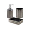 Accessori bagno a righe stile moderno argento dispenser sapone bicchiere porta spazzolino piattino portasapone - enzoled