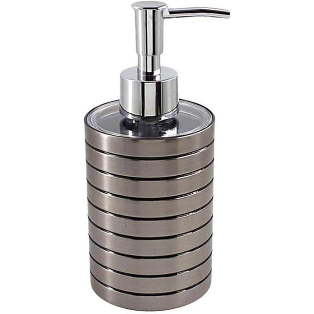 Accessori bagno a righe stile moderno argento dispenser sapone bicchiere porta spazzolino piattino portasapone - enzoled